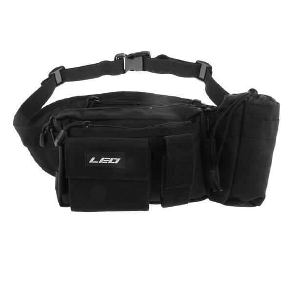 

portable multifunction outdoor fishing tackle bags waist bag black