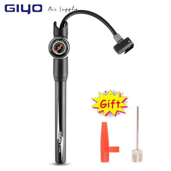 

giyo bicycle pumps high pressure extractable hose bike pump hand pump with gauge ball needle tire inflator air bike bicycle
