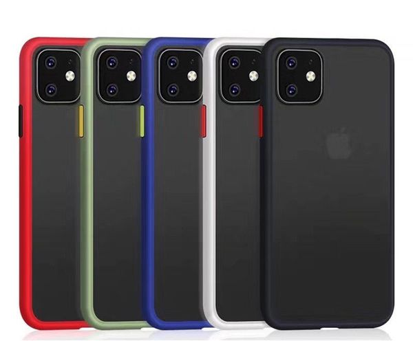 

for iphone 11 matte translucent phone case skin feel back cover contrast color shockproof protector for apple 11 pro x xr xs max 7 8plus