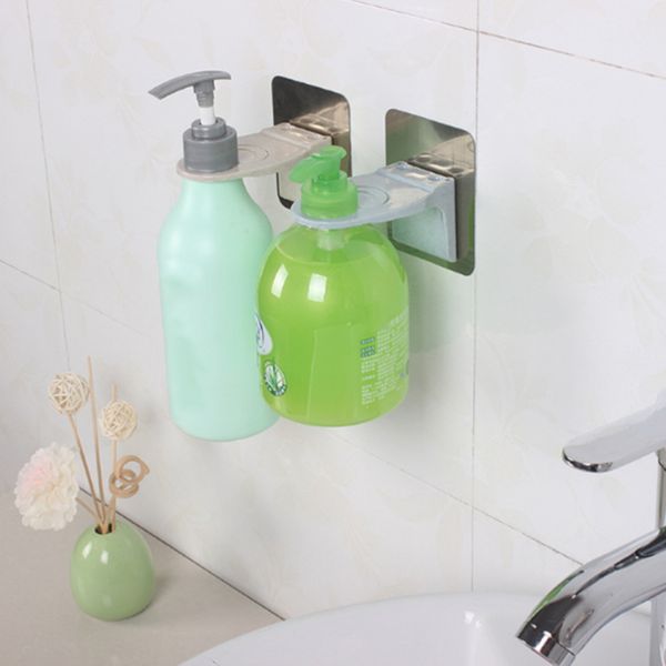 

stainless steel wall-mounted soap dispenser bracket self-adhesive punching shampoo hook shower gel rack