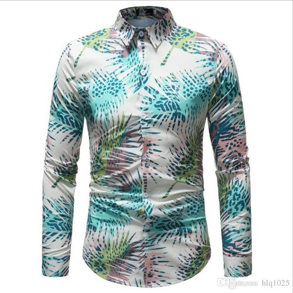 

европейские и американские мужские рубашки модели взрыва отличались модным листовым принтом дизайн мужской лацкан рубашки с длинными рукавам, White;black