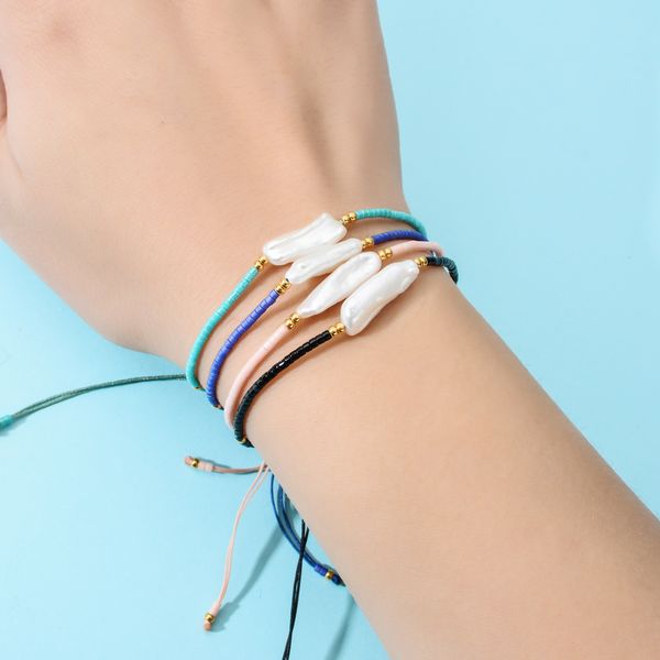 

trendy miyuki bracelet for women white pearl bracelets delica beaded pulseras mujer moda tiny beads chic femme jewelry, Golden;silver