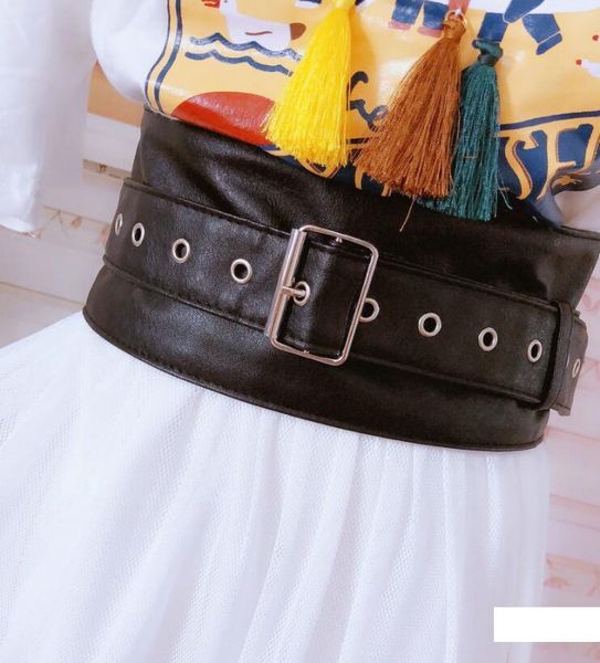 

women's runway fashion pu leather cummerbunds female dress coat corsets waistband belts decoration wide belt r1744, Black;brown