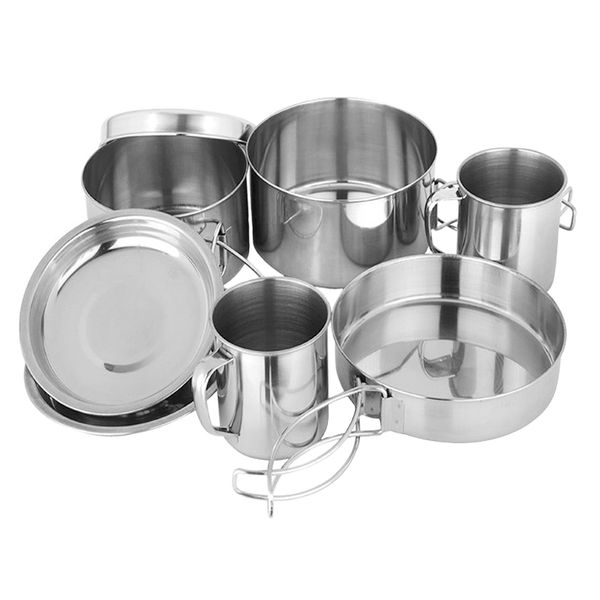 

abgz-8pcs/set backpacking camping cookware hiking cookware set lightweight folding picnic camp cooking gear