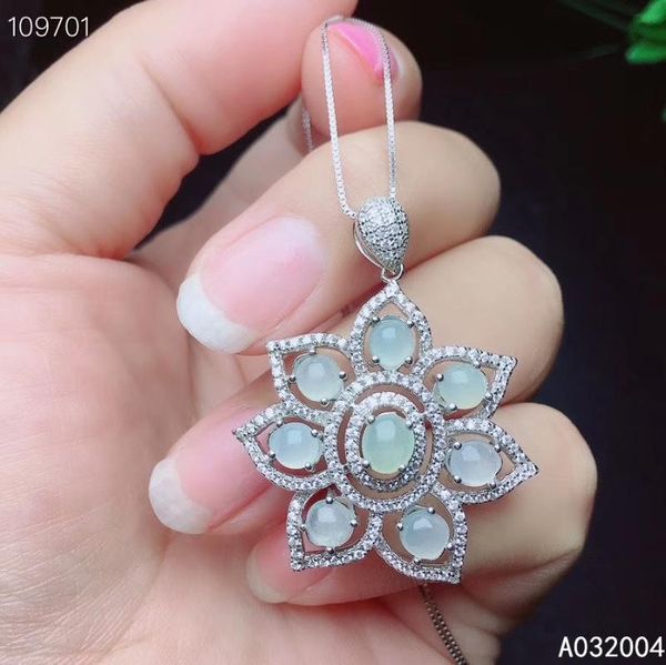 

kjjeaxcmy fine jewelry 925 sterling silver inlaid natural jadeite female pendant necklace beautiful support test