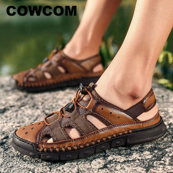 

cowcom fashion casual shoes, men's breathable cool shoes large size men's shoes genuine leather clk-316, Black