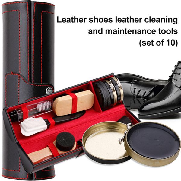 

1 set leather shoes polish cleaning kit keep shiny clean tools for shoes bags js23