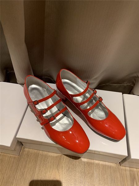 

classical design women mary jane shoes patent leather lady chunky heel dress shoes buckle bar shoes ing, Black