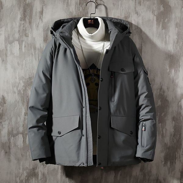 

men 2019 winter outdoor hoods warm thick jacket parkas men new menswear casual adventure waterbreaker parkas coat clothes, Black