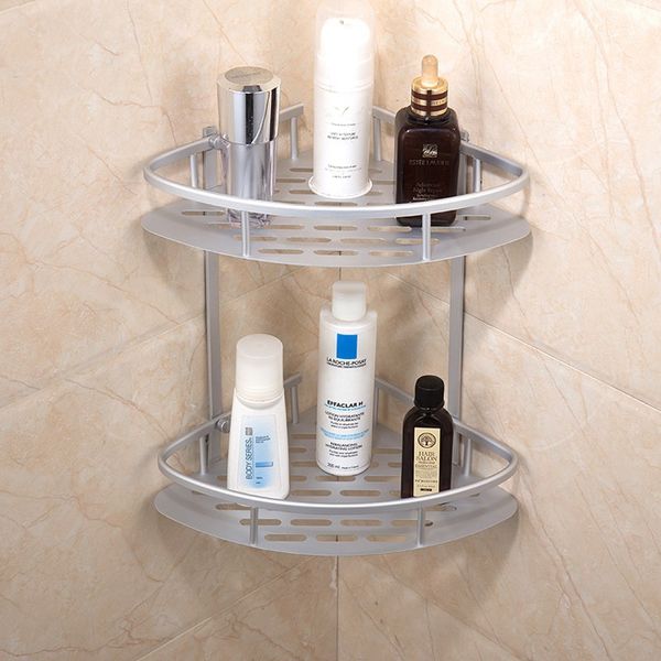 

triangle shower corner bathroom shelf storage basket holder aluminum caddy rack etagere tipi salle de bain murale douche rek