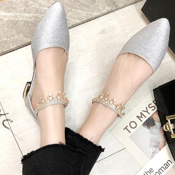 

women summer casual fashion flat buckle pearl pointed sandals shoes ladies lightweight walking slip-on sandals shoes #40, Black