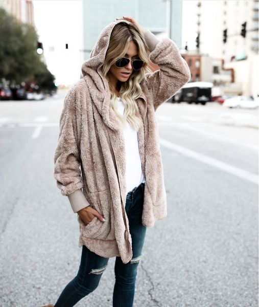 

explosive autumn and winter fur warm cotton coat in the long section of two sides wearing faux fur coat, Black;brown