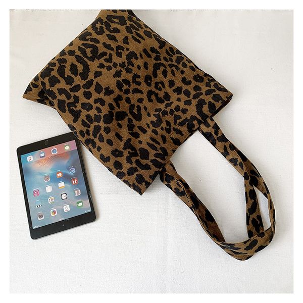 

women leopard spot shopping bag corduroy reusable tote shoulder bags grocery crossbody bags for women messenger 2019