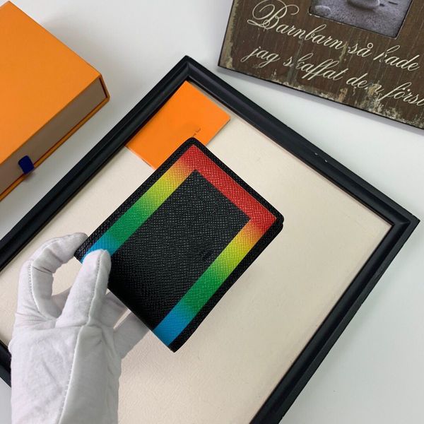 

2019 new men and women cool rainbow wallet with box of the whole network, Red;black