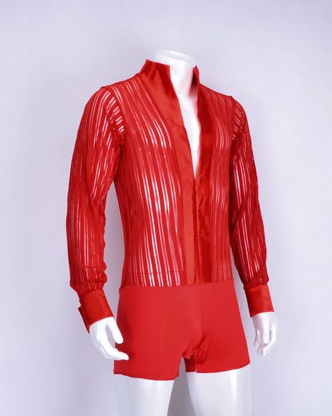 

латинский танец мужчины большой размер v воротник полосатой рубашке, Black;red