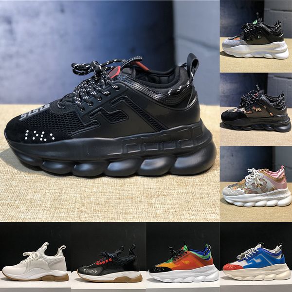 

2020 designer shoes chain reaction vintage luxury dad shoes sneakers runner snow leopard black white suede leather air trainers size 36-45, White;red