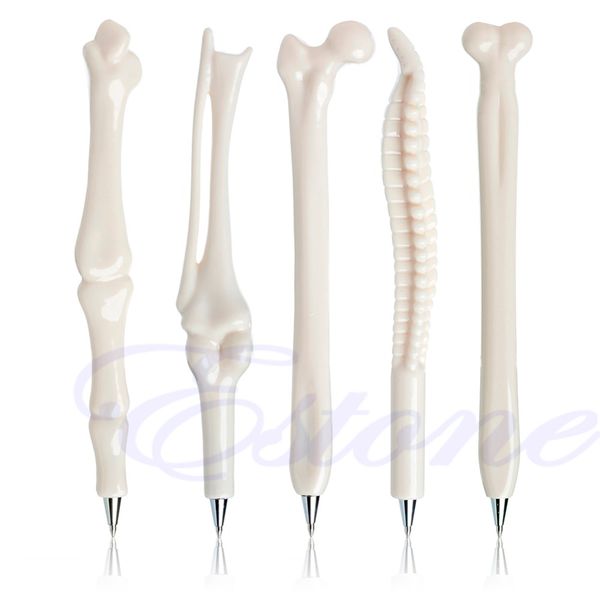 

ootdty 5pcs modish ball point pen bone shape radiographer teacher gift new, Blue;orange