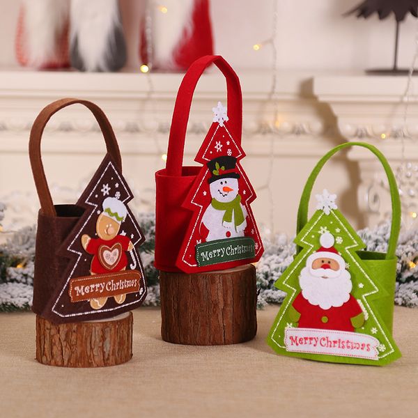 

felt fabric santa claus snowman gingerbread man gift bags diy christmas stocking holiday xmas party children candy tote bags