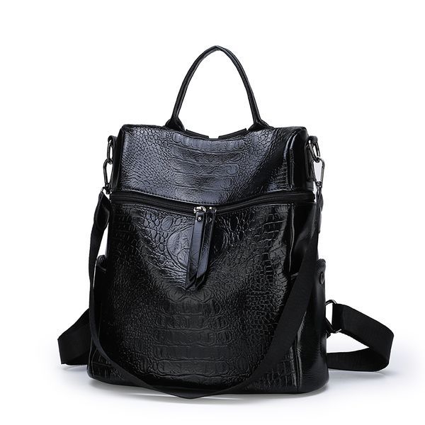 

backpack leisure wild lady shoulder casual bag travel crocodile pattern leather women wild backpack for women