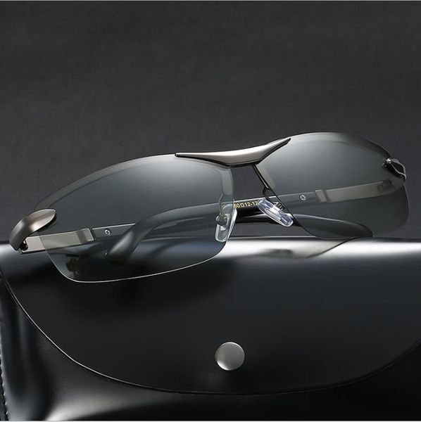 

2020 new men designer sunglasses sports polarized sunglasses european and american frameless night vision sunglasses driving fishing glasses, White;black