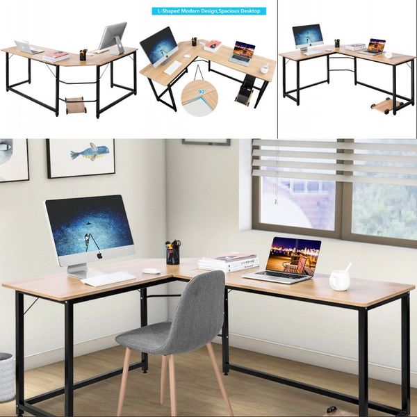 2019 Us Shaped Desk Corner Computer Pc Table Workstation Home Office Walnut Living Room Decoration From Greatfurnishing 94 23 Dhgate Com
