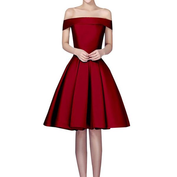 

2019 new elegant bateau a-line satin party gowns with lace up plus size formal evening celebrity dresses be69, Black;red
