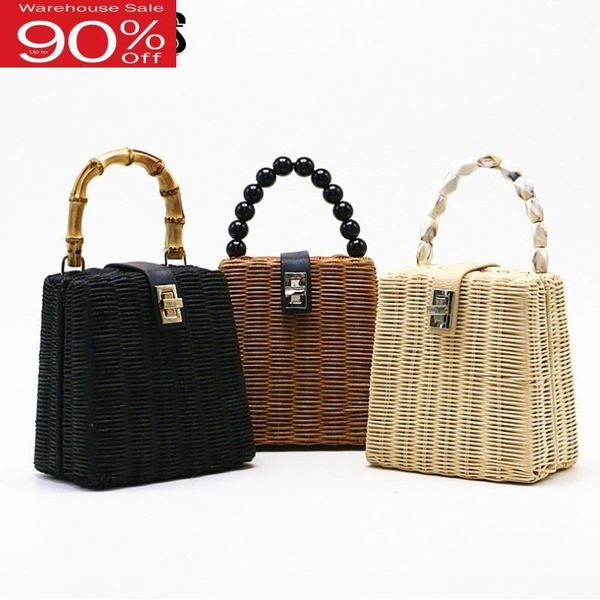 

women boho braided handbags summer straw bag vacation