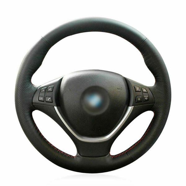 

diy leather steering wheel hand-stitch on wrap cover for bmw x5 e70 x6 e71