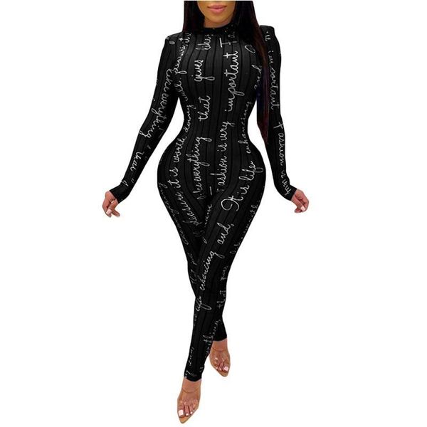 

workout active wear ribbed rompers womens jumpsuit sporty long sleeve fitness embroidery letter print zipper jumpsuits, Black;white