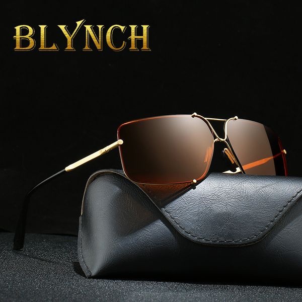 

blynch merk klassieke gepolariseerde zonnebril mannen rijden bruin frame zonnebril mannelijke bril uv400 gafas, White;black