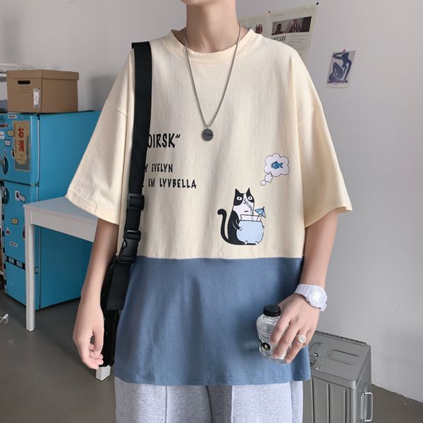 

summer short sleeves harajuku korea fashion white t-shirt streetwear one piece hip hop rock punk men tees tshirt clothes, White;black