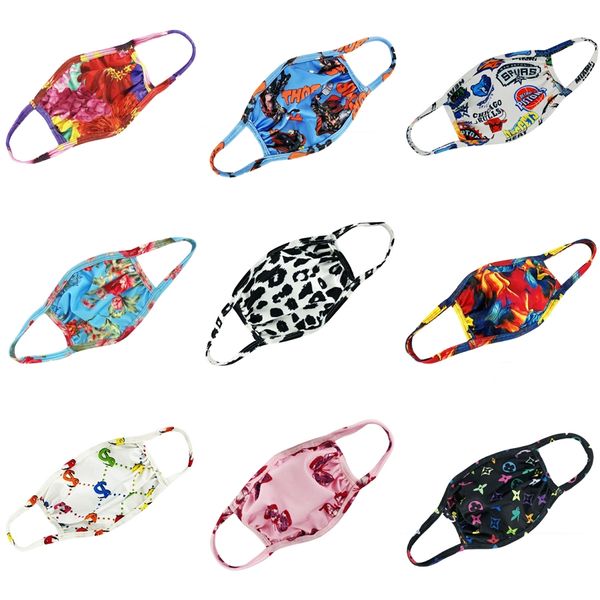 

stock diy protective ice silk cotton face mask mascherine camouflage strawberry print anti dust pm2.5 breathable mouth designer printed fac, Black