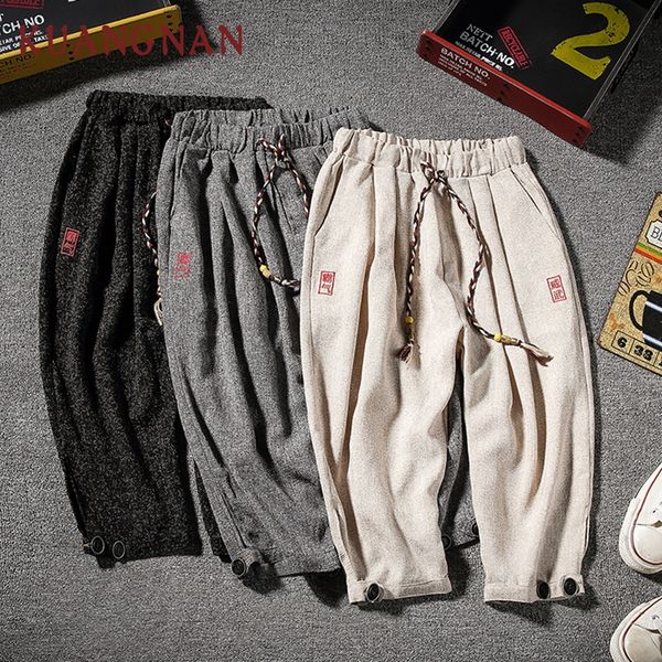 

kuangnan calf-length pants men joggers streetwear sweatpants 5xl trousers men pants hip hop harem trousers 2019 new, Black