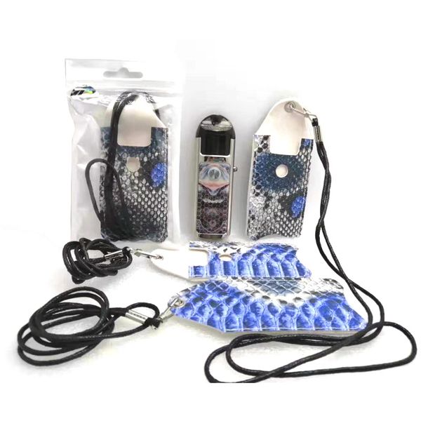 

Lyra Case Leather Pouch Snakeskin Carrying Cases Bag with Lanyard fit Lost Vape Lyra Pod System Kit Ecig DHL Free