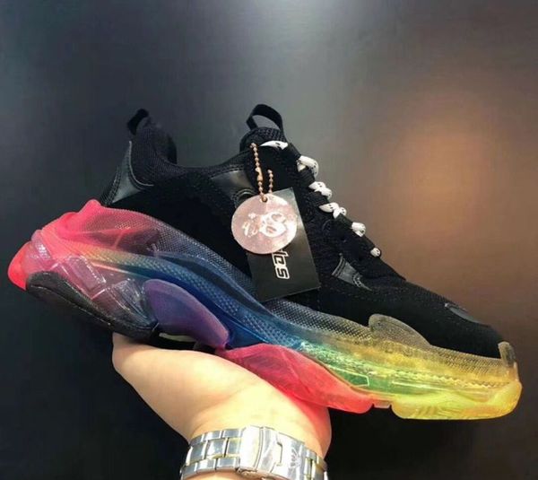 

2020 мода clear подошва bottom paris 17fw тройной mens конструктора тапки винтажная папа платформа женщины luxury повседневная обувь спортив, Black