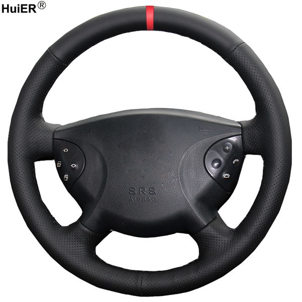 

крышка рулевого колеса huier ручной шитье автомобиль красный маркер для w210 e240 e63 e320 e280 2002-2004 2005 авто styling