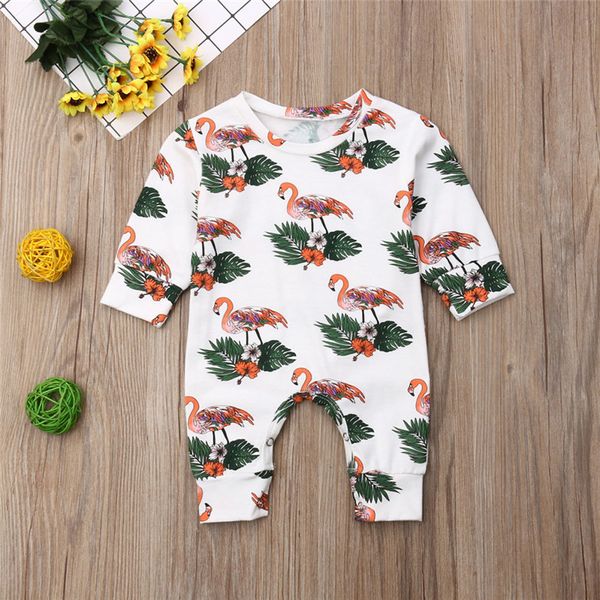 

baby flamingo print jumpsuit long sleeve cotton one-pieces bodysuit newborn infant rompers 2019 autumn winter kids boys girls clothes c82605, Blue