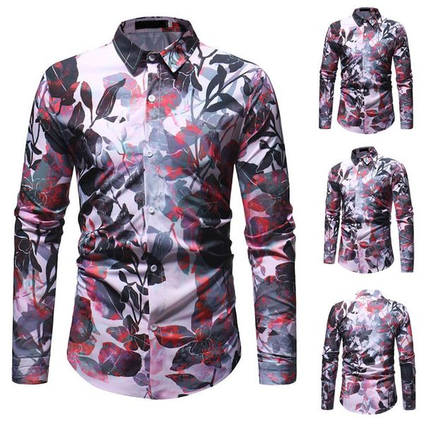 

mens spring winter fashion printed casual long sleeve slim shirts blouse new daily handsome work beach #4f11, White;black