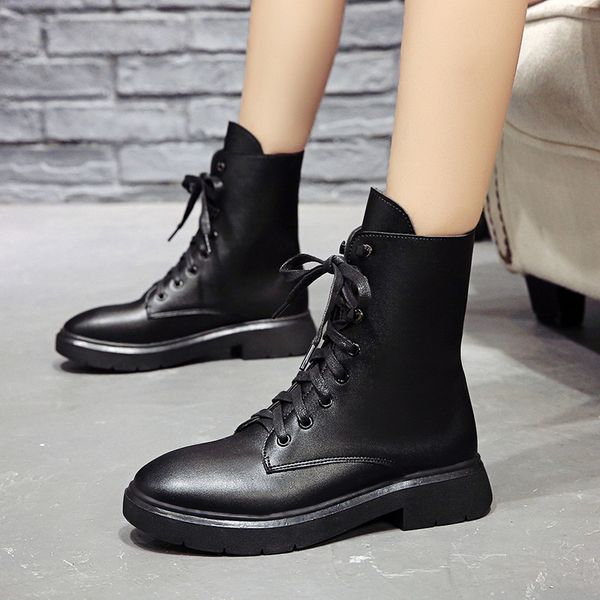 

boots women leather shoes for winter boots shoes woman fashion warm leather botas mujer female e11-33, Black
