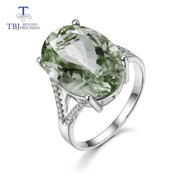 

tbj,big 13ct green amethyst ring, oval cut13*18 gemstone ring in 925 sterling silver gemstone jewelry for girls with gift box, Golden;silver