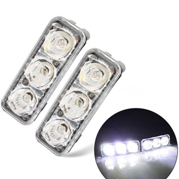 

2pcs car 3 led daytime running light driving light bulb fluorescent fog lamp auto accessories