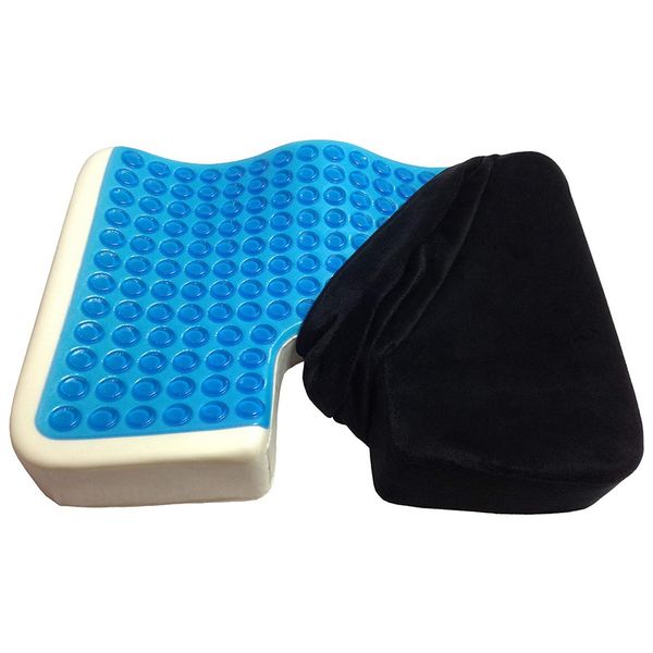 

black gel enhanced seat cushion - non-slip orthopedic gel & memory foam coccyx cushion for tailbone pain - office chair car seat