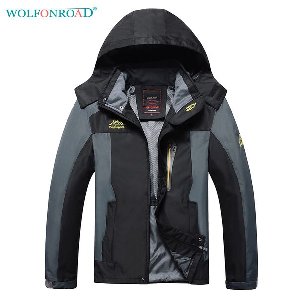 

wolfonroad men spring windbreaker jackets waterproof plus size 8xl sport jackets outdoor sport hiking camping jacket coats, Blue;black