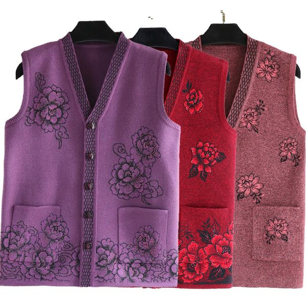 

2019 new middle aged women spring sleeveless knitted vest woman slim knitting cardigans single breasted vest plus size 5xl, Black;white