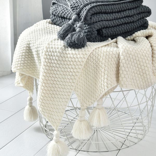 

nordic sofa blanket office nap shawl blanket tassel knitted wool leisure air conditioning blankets for beds