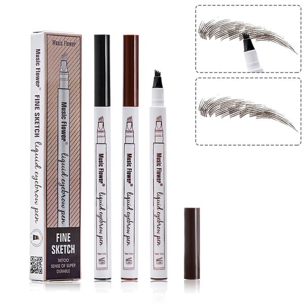 

Music Flower Eyebrow Tattoo Pen Microblading Eyebrows Pencil Tattoos Brow Ink Pens with a Micro-Fork Tip Applicator Creates Natural Looking, 04 black