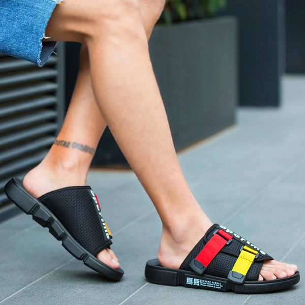 

deodorant men outdoor large size casual shoes drop transport men's lightweight jogging sandals breathable lace-up sports sandals, Black