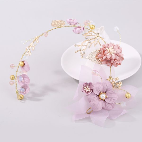 

gilt violet series bride headwear manual flower gold leaf branch flower wedding dress hair decorate, Silver
