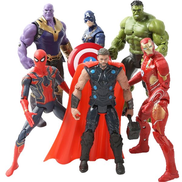 

marvel avengers 3 model toy iron man captain america hulk spider man decoration doll 6pcs/set