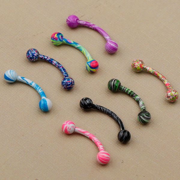 

8pcs stainless steel ball curved barbell lip stud eyebrow ring body jewelry, Slivery;golden